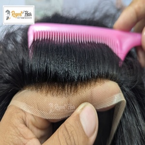 REGENT Main Attachée Trame Hommes Mono Front Lace Toupet Naturel Vague Droite Remy Cheveux en Gros Stock Disponible - Product Image 2