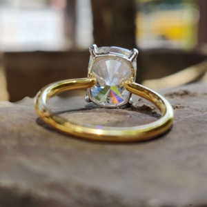 Sólido 10kt oro Moissanite solitario anillo cojín corte boda fiesta regalo para mujeres GIA certificado moda punta conjunto aniversario - Product Image 4