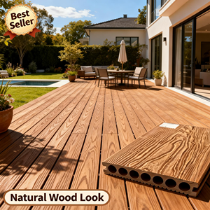 Planche de <span class=keywords><strong>terrasse</strong></span> en composite WPC, revêtement de <span class=keywords><strong>sol</strong></span> <span class=keywords><strong>extérieur</strong></span>, structure à trous ronds, <span class=keywords><strong>sol</strong></span> en bois plastique durable <span class=keywords><strong>pour</strong></span> jardin, <span class=keywords><strong>terrasse</strong></span> - Product Image 2