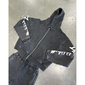 Sudadera Corta Lisa de Algodón 100% de Alta Calidad para Invierno, Talla Grande, con Logotipo Personalizado, Lavado Ácido, Estilo Vintage Desgastado, al por Mayor - Product Image 2