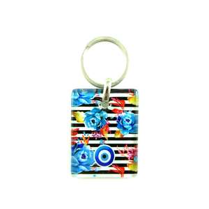 Llavero de cristal moderno con ojo turco DAFNI BIG PAZAR - Regalo promocional novedoso troquelado e impreso, hecho en Estambul - Product Image 1