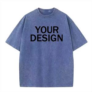 Oversized Short-Sleeved Retro Custom <b>Printed</b> Pattern T-Shirt <b>Neutral</b> Cotton Washed 240 Grams Street Wear for Men - Product Image 2