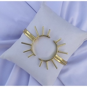 Bohemia Brass Cuff <b>Bracelets</b>-Handmade & Gold Plated Unisex Sun Pattern - Product Image 4