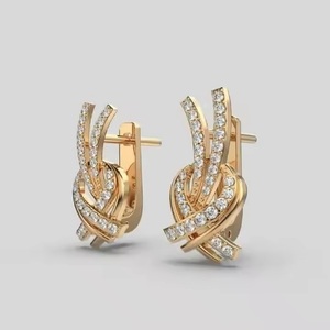 Pendientes de Aro con Diamantes Redondos y Cierre de Seguridad, Joyería de Primera Calidad para Revendedores y Regalos - Product Image 2