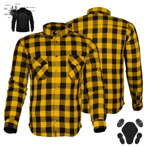 Camisa de franela para actividades al aire libre en patrón a cuadros amarillo y negro con características de camisa de equipo de protección Premium - Product Image 5