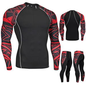 Logo personnalisé printemps à manches longues hommes vêtements de fitness costumes de sport respirant confortable entraînement course à pied entraînement 2 pièces ensemble - Product Image 4