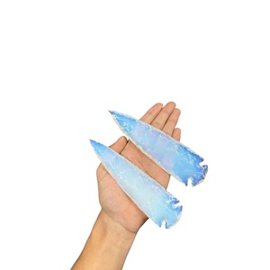 Handcrafted Opalite Arrowhead Flaked Notched Design Gemstone Wicca Gift Christmas Agate Type <strong>Polyfoam</strong> Craft Removing Negativity - Product Image 1