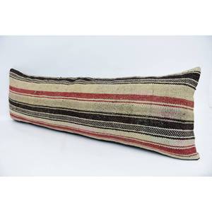 Beige Wool <b>Pillow</b> 12x36 Inch Luxury Kilim Patchwork Floral Vintage Print Decorative Accent Portable Bedding - Product Image 4