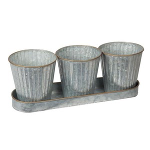 Galvanized Iron Metal Planter Bucket Set with Side Handles Rustic Flower Pots for Home Garden Wholesale - Product Image 4