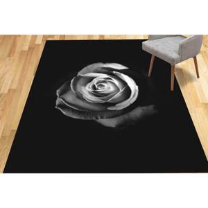 Tapis Rose Noir et Blanc : Tapis à Motifs Floraux, Design Imprimé, Tapis en Chenille - Product Image 5