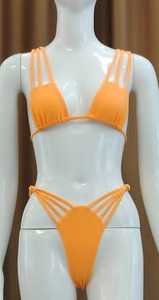 Conjunto de Bikini personalizado de alta calidad Unisex, 2 piezas, logotipo breve de baño, cinturón de patrón sólido, decoración hecha de Spandex/ropa de playa de nailon - Product Image 5