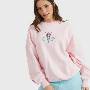 Sudadera con hombros caídos y diseño de impresión profesional para mujer, sudadera con logotipo personalizado de Color sólido para mujer - Product Image 1