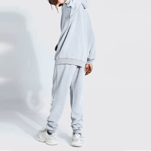 Conjunto de chándal gris claro lavado para hombre logotipo personalizado Sudadera con capucha de dos piezas y pantalones Jogger ropa deportiva polar traje de gimnasio venta al por mayor OEM - Product Image 5