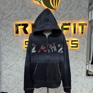 Sweats à capuche avec fermeture éclair les plus demandés avec étiquette personnalisée qualité supérieure sérigraphiés en strass fabriqués en usine prix bas sweats à capuche pour hommes sweats à capuche - Product Image 1