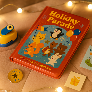 LABON Holiday Parade Journal créatif pour enfants avec personnages d'animaux festifs et carnet <span class=keywords><strong>de</strong></span> notes à couverture rouge pour le dessin et l'écriture - Product Image 5