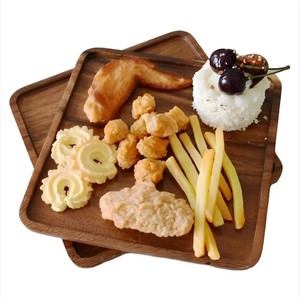 Assiette carrée en bois d'acacia Offre Spéciale Plateau de service en bois Plateau pour dîner Plateau pour dessert Cookie Snack Plateau de charcuterie en bois - Product Image 4