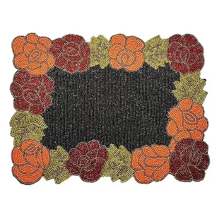 Trending Customized Antique Flower Design Glass Beaded <b>Placemat</b> Tabletop Decoration in Custom Colors Home Garden Table Mats Pads - Product Image 1