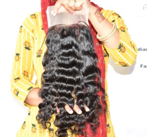 Extensiones de Cabello Humano Indio sin Procesar, Producto Natural de 22 ", 1 Cierre, 7x7, Rizado, Precio Al por Mayor, Exportación, Buena Calidad - Product Image 4
