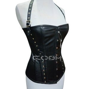 COSH CORSETS Corset Halter en Cuir Noir avec Bretelles à Boucles et Détails Cloutés - Product Image 3