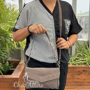Bolso bandolera de cuero de ante genuino estilo sobre de moda para mujer bolsos de mensajero de hombro ocultos para axilas - Product Image 1