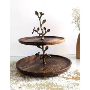 Modern Design Dining Table Decor Cake Snacks Serving Stand Made of Wood With Metal Stand Cake Holder <b>Cupcake</b> Stand in Good Price - Product Image 3