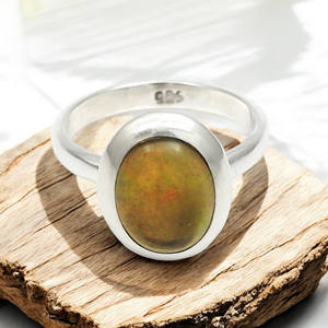 Élégant Ovale Forme Naturel Noir Opale Gemme Solide 925 Bagues En Argent Sterling Fine À La Mode Pierre De Naissance Bijoux Pour Cadeaux - Product Image 5