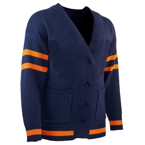 Año Nuevo azul marino invierno acrílico cárdigan suéter personalizado Color y bordado suéter de punto Sorority University College para Unisex - Product Image 1