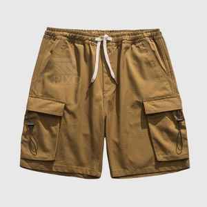 Shorts en toile décontractés pour hommes |   Shorts d'été 100% polyester anti-plis taille haute style cargo imprimé personnalisé avec cordon de serrage - Product Image 1