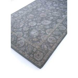 Tapis Kasbah gris et noir en laine et viscose tufté à la main, rectangulaire 4m, motif floral bohème pour la décoration de la maison et du salon, épaisseur 10mm - TNQ-655 - Product Image 2