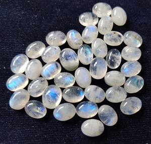 Natural <b>Rainbow</b> Moonstone Oval 3x5mm Cabochon Flat Back Blue Flashy <b>Top</b> Quality Loose Gemstone - Product Image 1