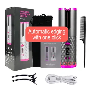 Perfect Hair Curler Wireless Automatic Curling Iron Portable Ceramic Barrel Hair Curling Wand with LCD Display