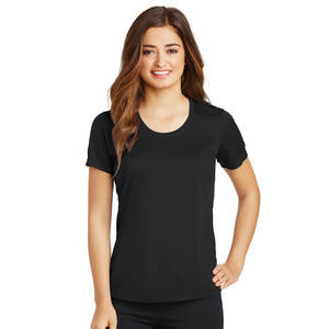 Camisetas negras de corte holgado con cuello redondo y logotipo gráfico de manga corta para mujer - Product Image 1
