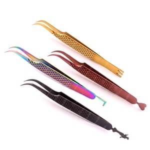 Pince à épiler d'extension de cils en acier inoxydable avec pointe pointue logo personnalisé arc-en-ciel multi titane fait à la main - Product Image 4