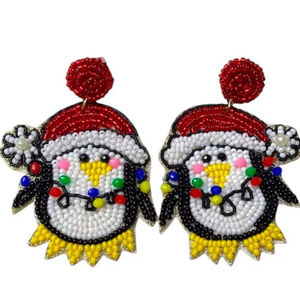 Noël pingouin goutte balancent artisanat perlé broderie boucles d'oreilles de haute qualité et de qualité supérieure à la mode par Hiba Enterprises - Product Image 1