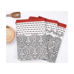 Serviette à vaisselle en coton durable à séchage rapide avec broderie de crête de golf, texture rayée minimaliste, 18x28 pouces, 430 GSM, 100% coton - Product Image 6