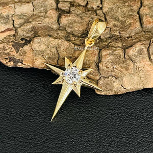 เครื่องประดับเพชรที่ปลูกในห้องปฏิบัติการทองคำ14K ดาวเหนือจี้เพชรชั้นดี - Product Image 4