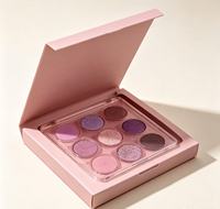 Boîte de palette d'ombres à paupières rose mat personnalisée, emballage de maquillage en carton recyclable avec couvercle rabattable pour étui à 9 couleurs d'ombres à paupières