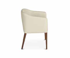 Silla de comedor Ole de diseño escandinavo, cubierta de tela de madera sólida y crema para uso en interiores y exteriores - Product Image 4