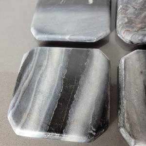 ที่รองแก้วสี่เหลี่ยมลายหินอ่อนสีเทาทำด้วยมือชุดวินเทจ - Product Image 3