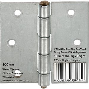 VORMANN Steel Blue Zinc-Plated Strong Square-Edged Cabinet Organizers 100mm Hinge Height 100mm Width 2.2mm Thickness 12-Pack - Product Image 3