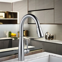 Robinet de cuisine en nickel brossé avec douchette extractible, eau chaude et froide, rotatif, moderne, monotrou, monocommande, valve en céramique, en acier inoxydable Arctic 5