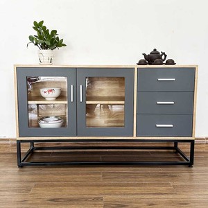 KTB68114 Modern Living Room Furniture Display <b>Cabinet</b> Rubberwood with Iron Legs - Product Image 4