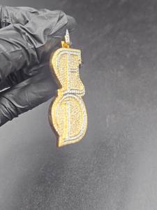 Pendentif personnalisé en argent 925 plaqué or avec initiale en lettres, style hip-hop, serti de moissanite, bijoux fins, breloques - Product Image 4