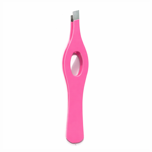 Pince à épiler professionnelle en acier inoxydable à pointe inclinée, manche ergonomique rose, outil de beauté pour l'épilation de précision - Product Image 1