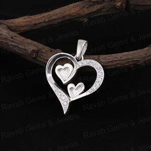 Pendentif en argent 925 de haute qualité, 24 mm, double cœur, zircon, semi-monté, vide, pour la création de bijoux en résine, cendres, DIY, or 14 carats - Product Image 4