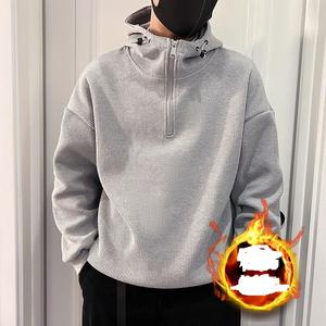 Sweat à capuche zippé imprimé bouffant blanc grande taille sweats à capuche zippés sweat à capuche zippé coupe surdimensionnée coton broderie Logo - Product Image 4