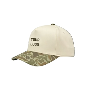 Wholesale Breathable Lightweight Performance Golf Hat 5-Panel Camouflage 2-Tone Baseball <b>Cap</b> With Custom Logo Adjustable Closure - Product Image 3