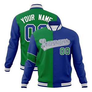 เสื้อแจ็กเก็ตเบสบอลสีน้ำเงินและเขียวใหม่สำหรับผู้ใหญ่และเยาวชนเสื้อแจ็คเก็ตบอมเบอร์แจ็คเก็ตเบสบอลวิทยาลัยน้ำหนักเบา - Product Image 1