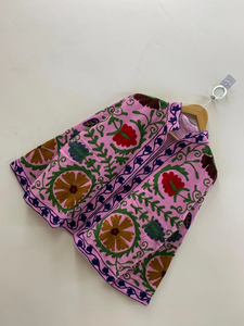 Pink <b>Velvet</b> Suzani Hand Embroidered <b>Jacket</b> Floral Printed Collared Tailored Bomber Coat Trendy Hippie Summer <b>Jacket</b> - Product Image 5