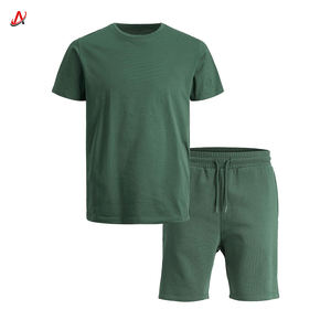 ชุดกีฬาลำลองสำหรับผู้ชายชุดวอร์มผ้าฝ้าย100% แห้งเร็วชุดวอร์มฤดูร้อนพิมพ์ลายโลโก้ - Product Image 1